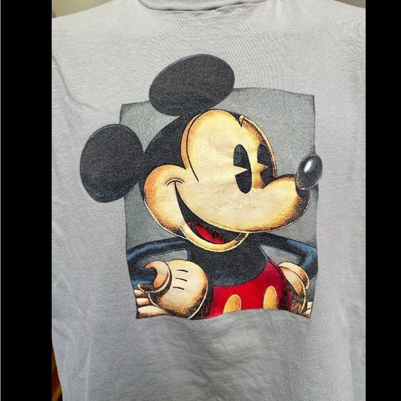 VINTAGE 1990s DISNEY STORE Mickey Mouse TSHIRT SAGE GREEN OLD STYLE PORTRAIT XL - Picture 2 of 7